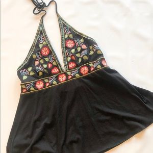 Halter boho embroidered top